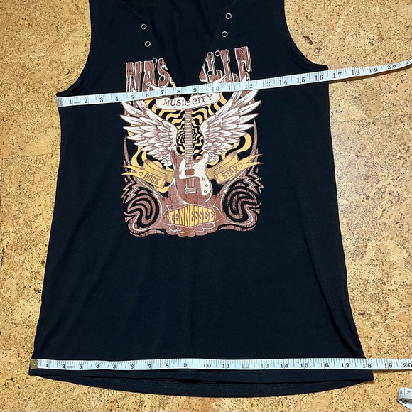 Music City Nashville Tennessee V-neck Sleeveless T-Shirt Sz S - Picture 9 of 10